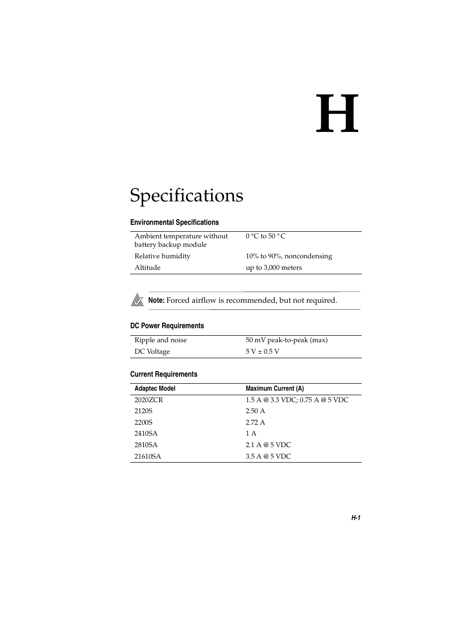 Specifications | Adaptec SATA AND SCSI RAID CONTROLLERS User Manual | Page 155 / 165