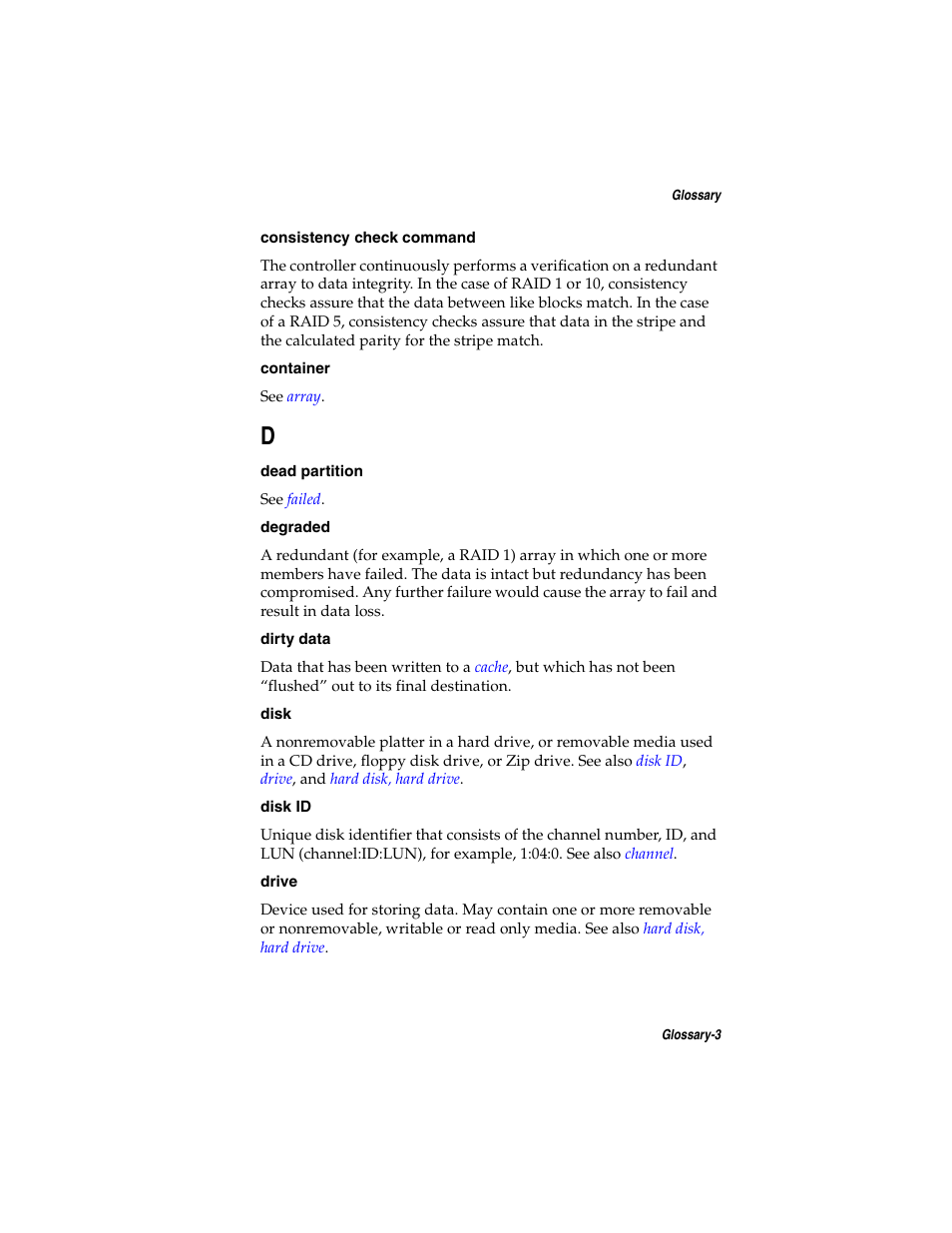 Container, Consistency check command | Adaptec SATA AND SCSI RAID CONTROLLERS User Manual | Page 158 / 165
