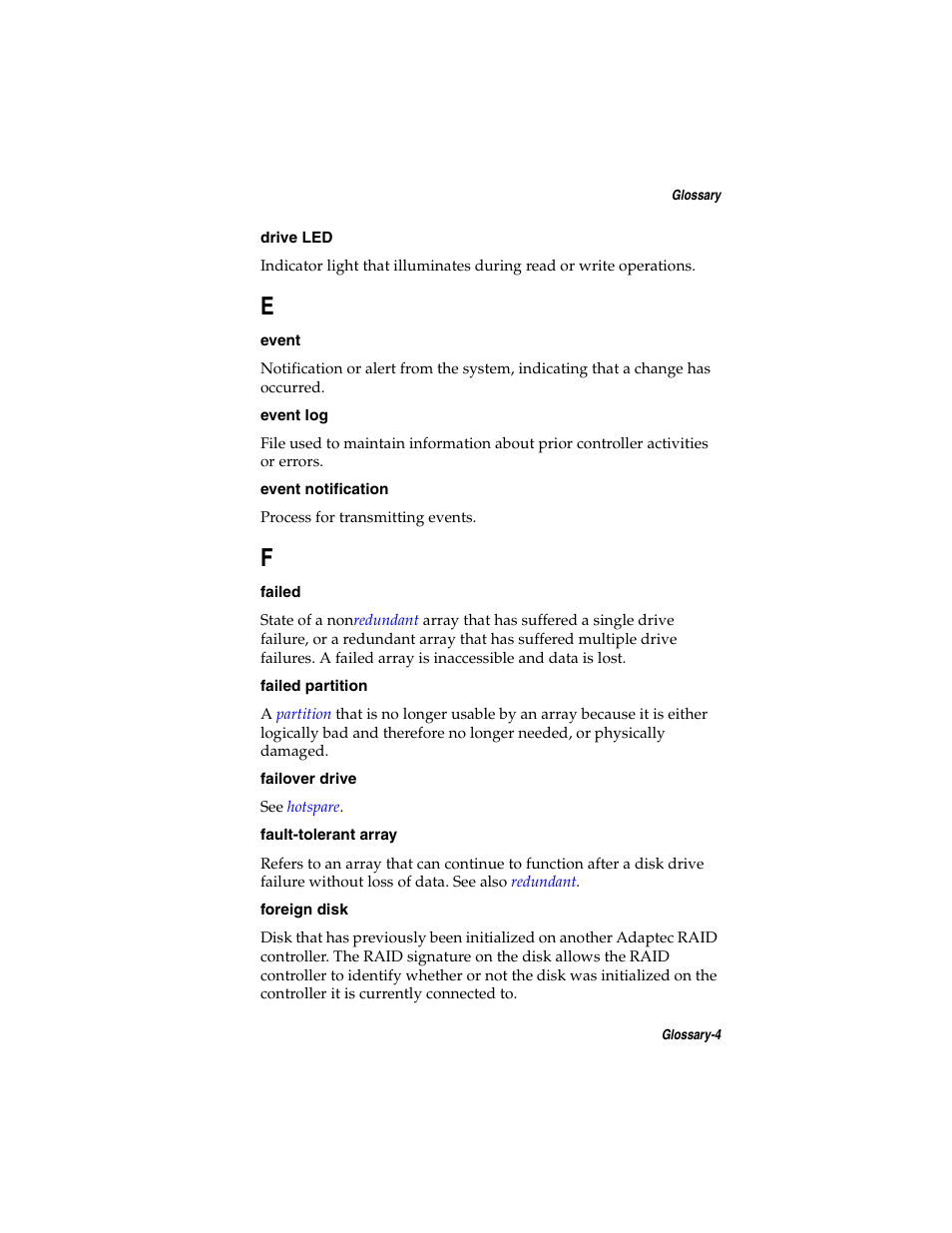 Failed | Adaptec SATA AND SCSI RAID CONTROLLERS User Manual | Page 159 / 165