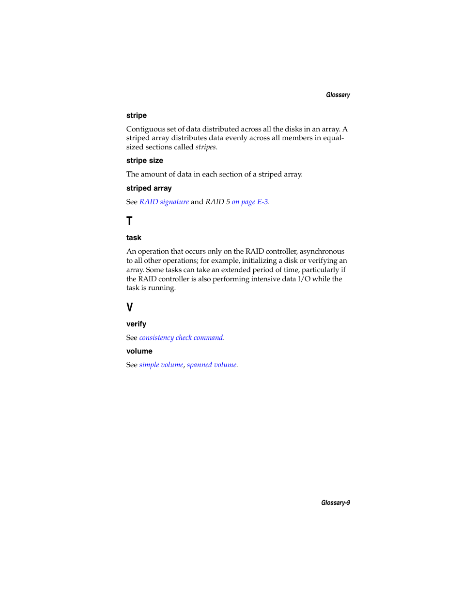 Task, Volume, Stripe | Adaptec SATA AND SCSI RAID CONTROLLERS User Manual | Page 164 / 165