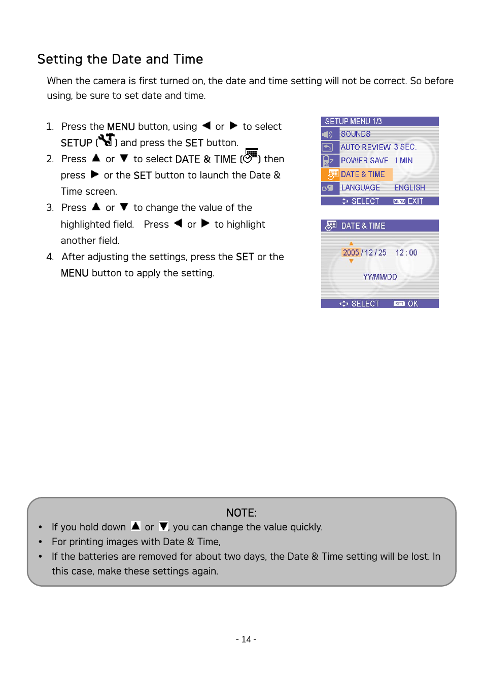 Setting the date and time | AGFA DC-630 User Manual | Page 15 / 52