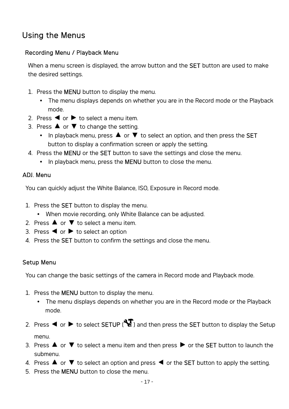 Using the menus | AGFA DC-630 User Manual | Page 18 / 52