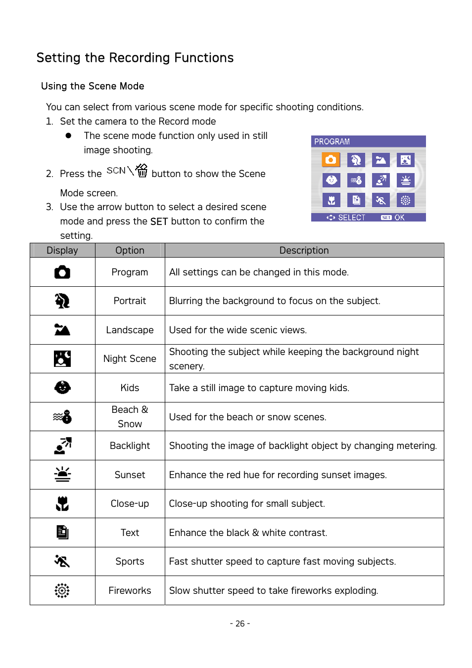 Setting the recording functions | AGFA DC-630 User Manual | Page 27 / 52