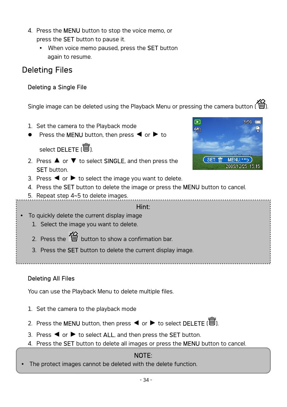 Deleting files | AGFA DC-630 User Manual | Page 35 / 52