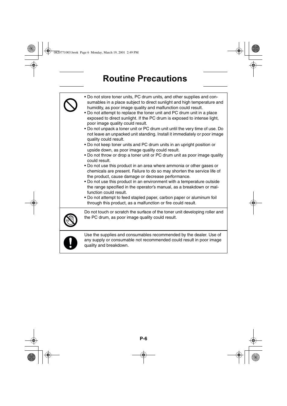 Routine precautions | AGFA IT SR 24 User Manual | Page 7 / 91