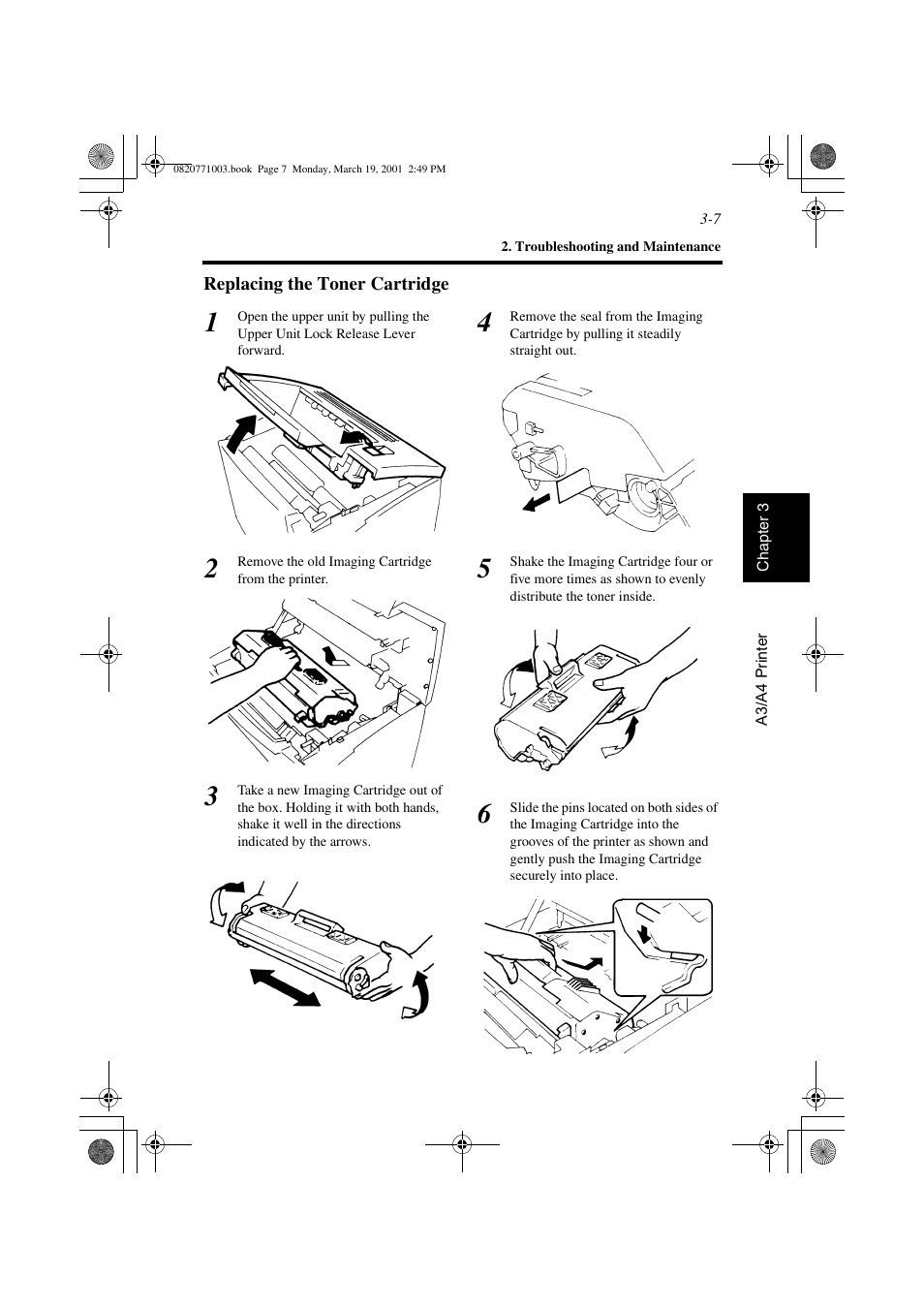 Replacing the toner cartridge, Replacing the toner cartridge -7 | AGFA IT SR 24 User Manual | Page 74 / 91