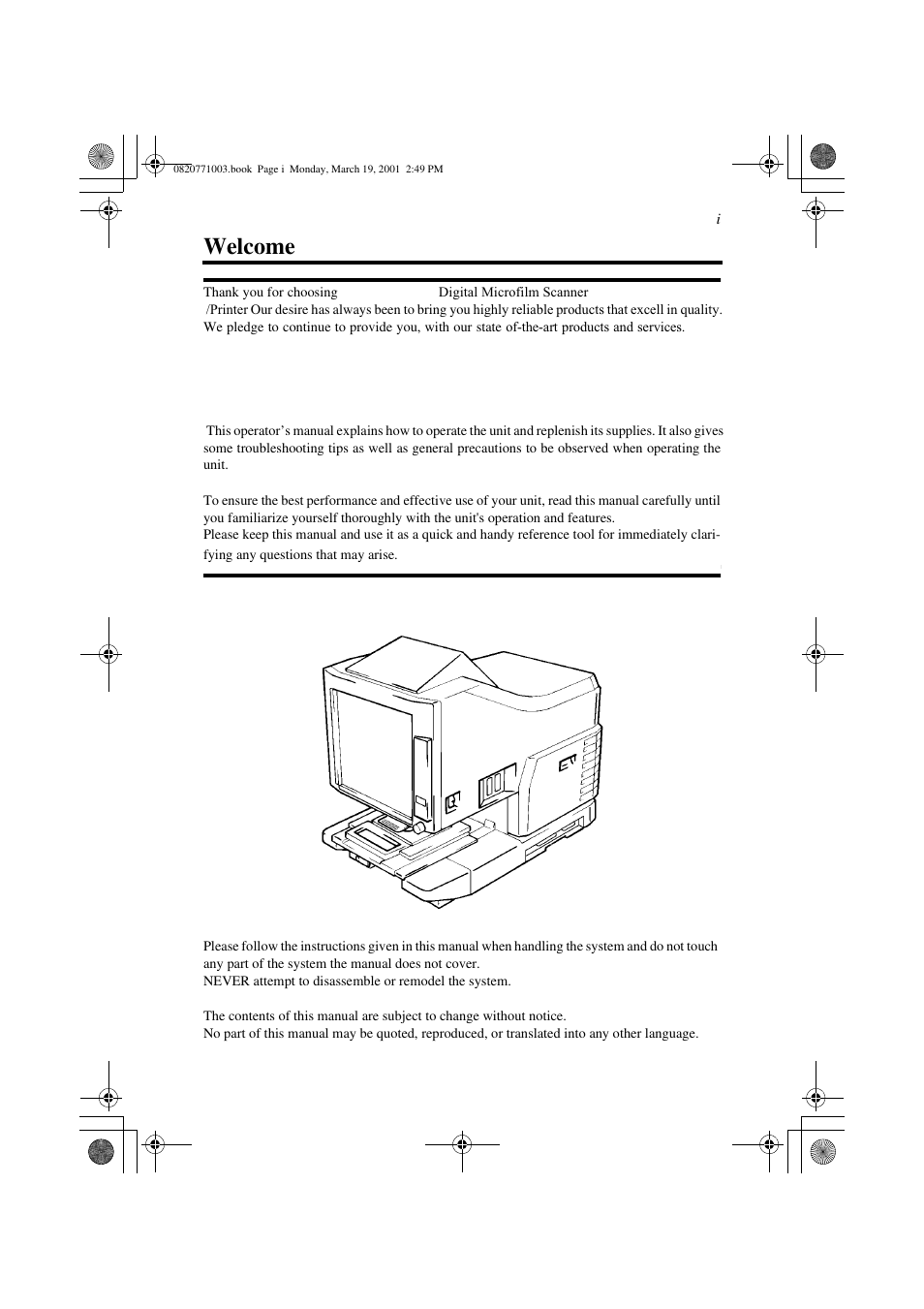 Welcome | AGFA IT SR 24 User Manual | Page 8 / 91