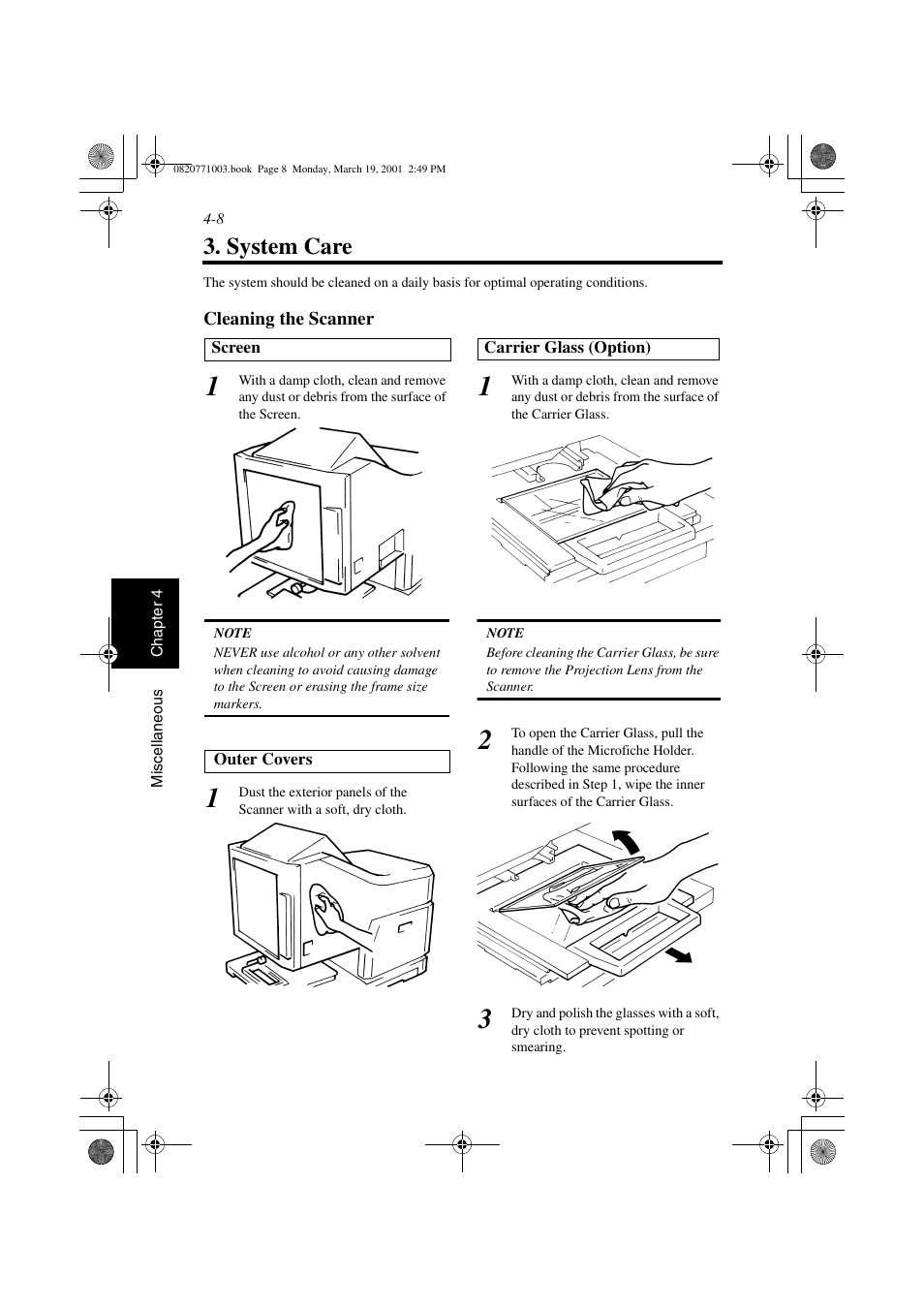 System care, Cleaning the scanner, System care -8 | Cleaning the scanner -8 | AGFA IT SR 24 User Manual | Page 89 / 91