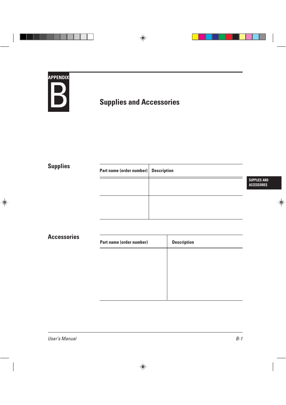 Appendix b, Supplies and accessories | AGFA TM 14ADV User Manual | Page 140 / 158