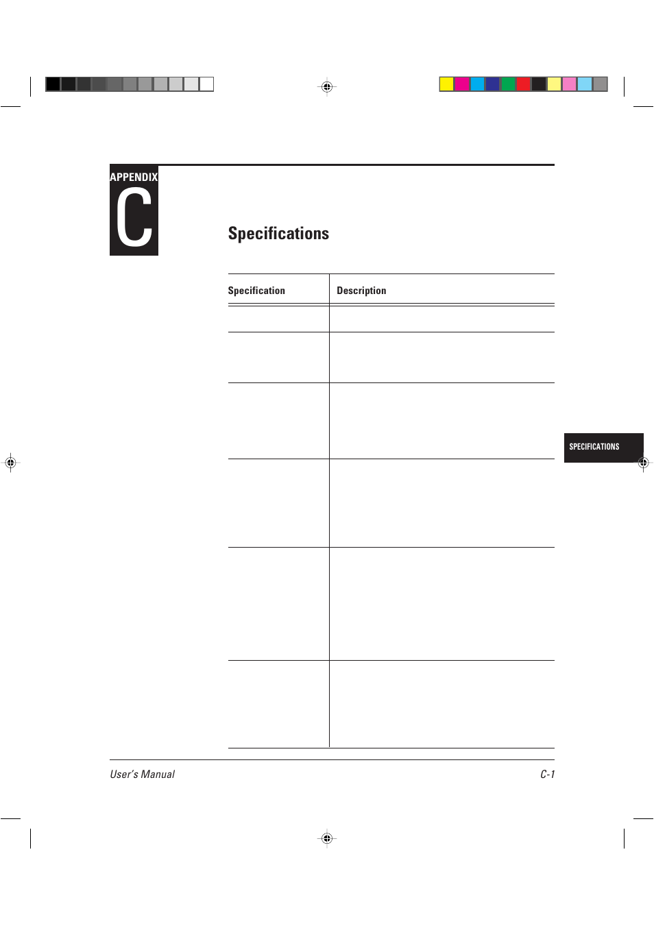 Appendix c, Specifications | AGFA TM 14ADV User Manual | Page 142 / 158