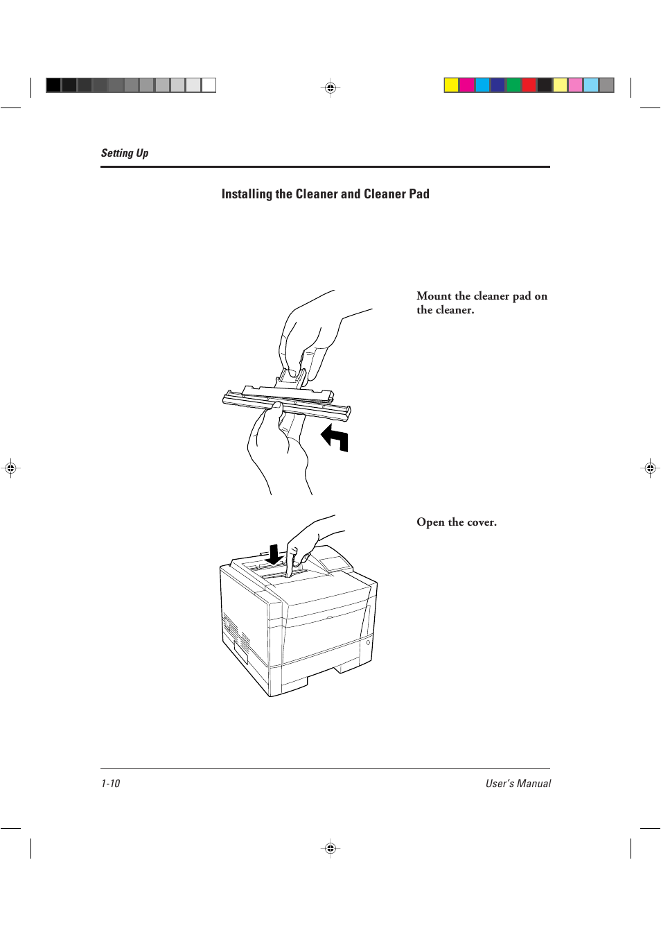 Installing the cleaner and cleaner pad | AGFA TM 14ADV User Manual | Page 25 / 158