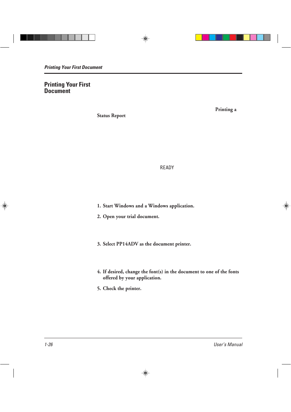 Printing your first document | AGFA TM 14ADV User Manual | Page 41 / 158