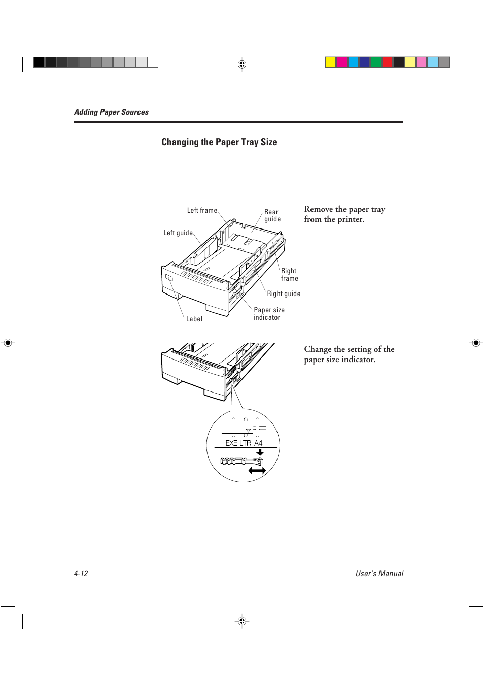 Changing the paper tray size | AGFA TM 14ADV User Manual | Page 97 / 158