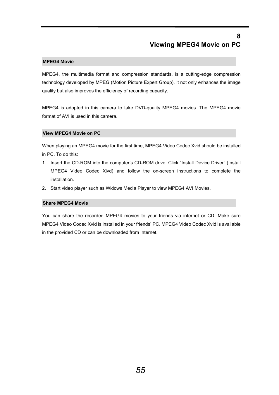 8viewing mpeg4 movie on pc | AGFA DV-5000G User Manual | Page 56 / 74