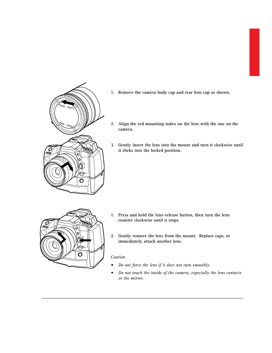 Attaching and removing the lens | AGFA 307 User Manual | Page 29 / 73