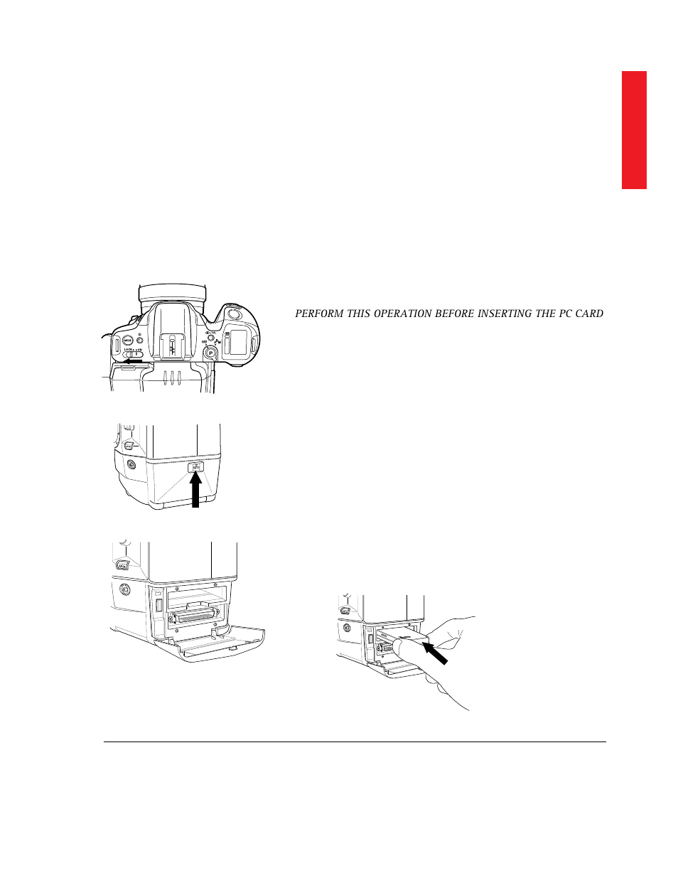 Inserting the pc card | AGFA 307 User Manual | Page 31 / 73
