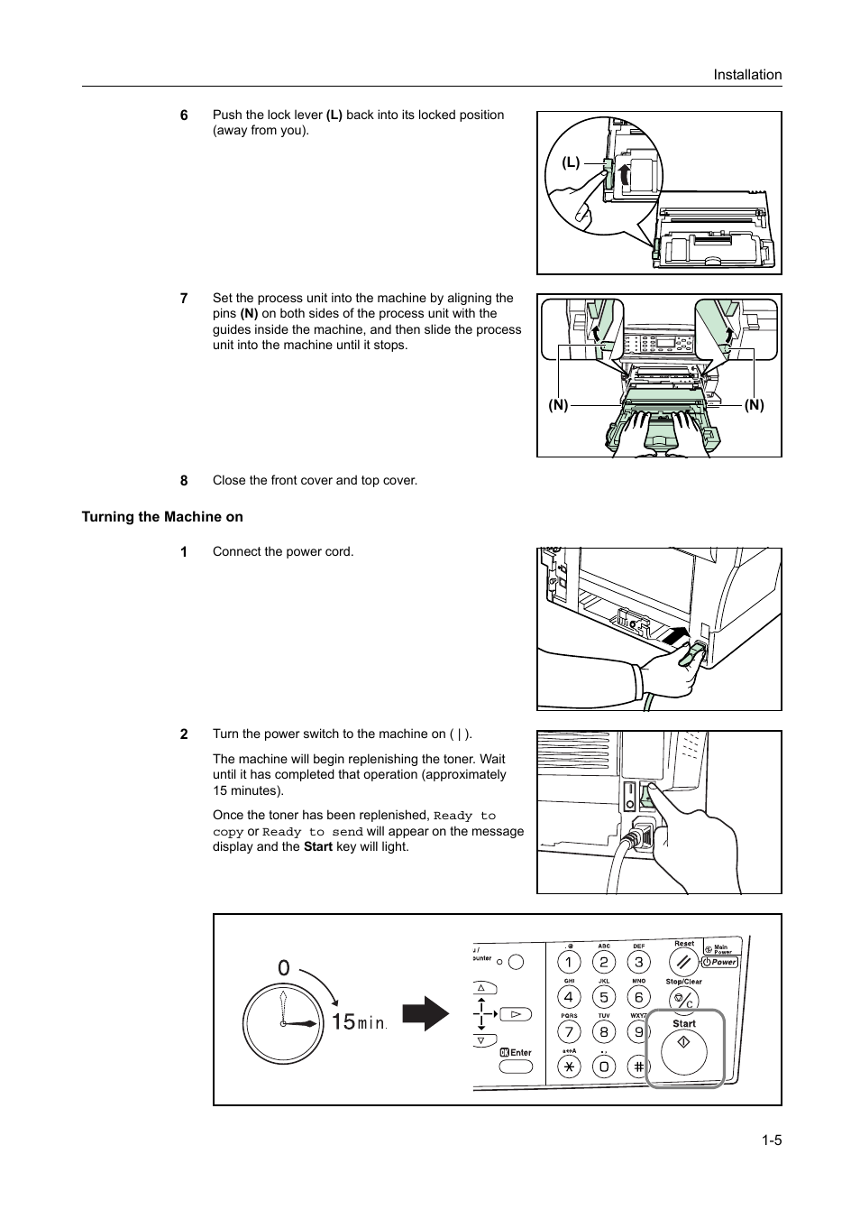 Turning the machine on -5 | AGFA 1815 Copier User Manual | Page 25 / 116