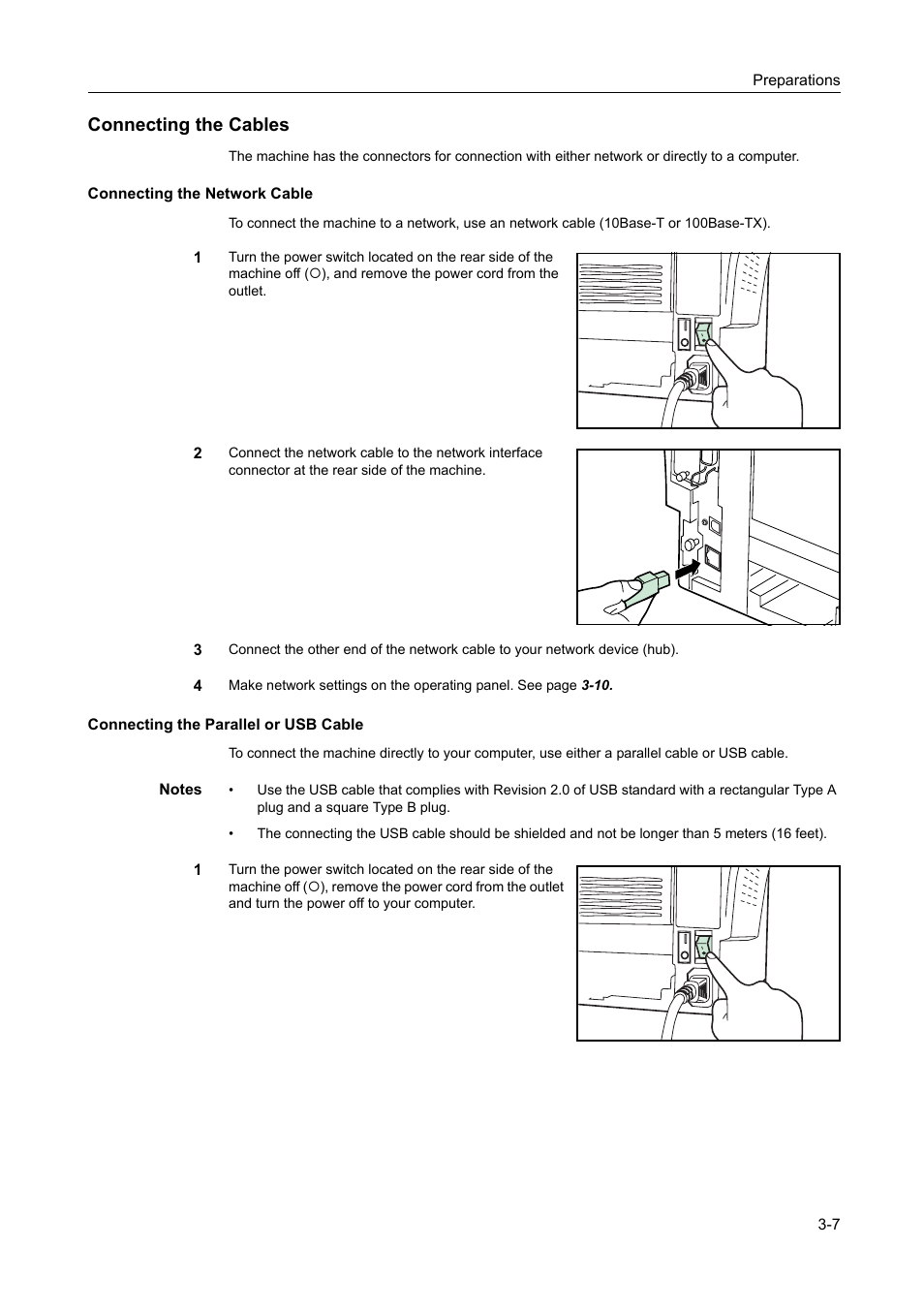 Connecting the cables, Connecting the cables -7 | AGFA 1815 Copier User Manual | Page 39 / 116