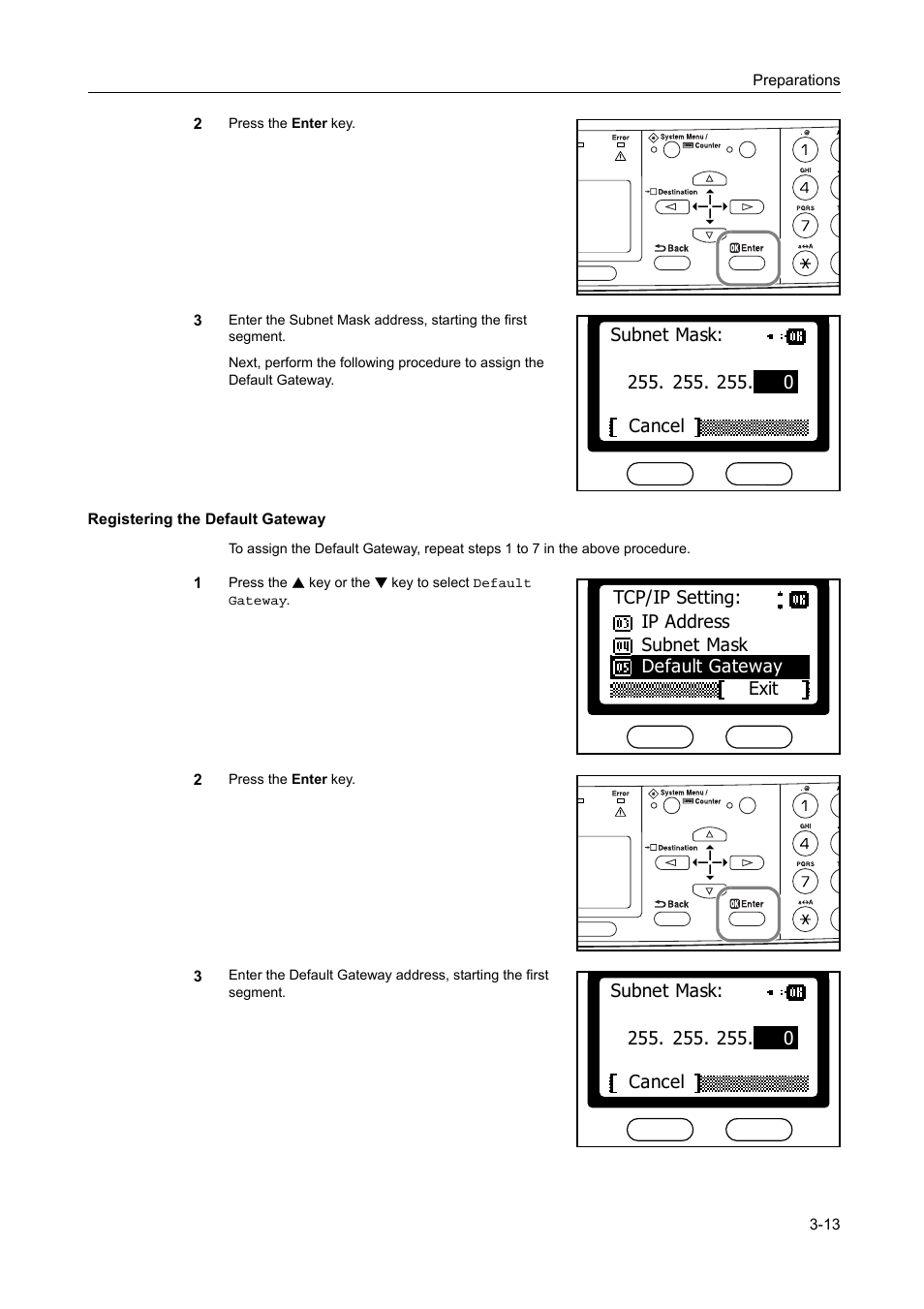 Registering the default gateway -13 | AGFA 1815 Copier User Manual | Page 45 / 116