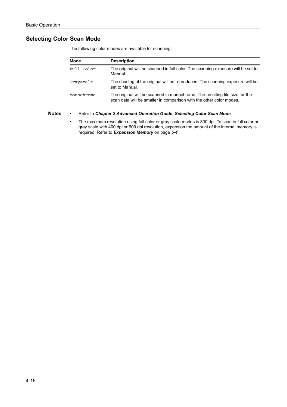 Selecting color scan mode, Selecting color scan mode -16 | AGFA 1815 Copier User Manual | Page 78 / 116