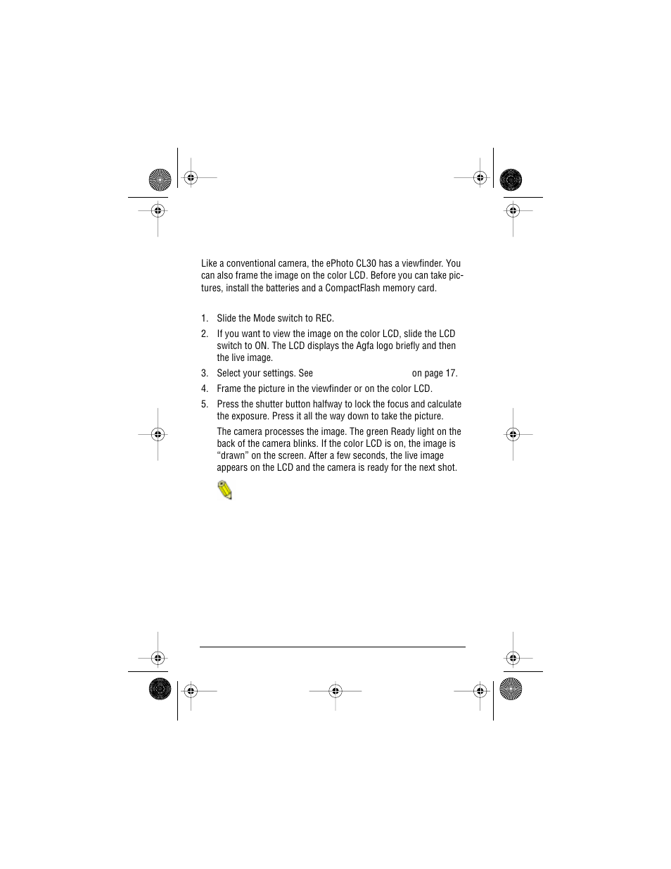 Taking pictures | AGFA ePhoto CL30 User Manual | Page 15 / 49