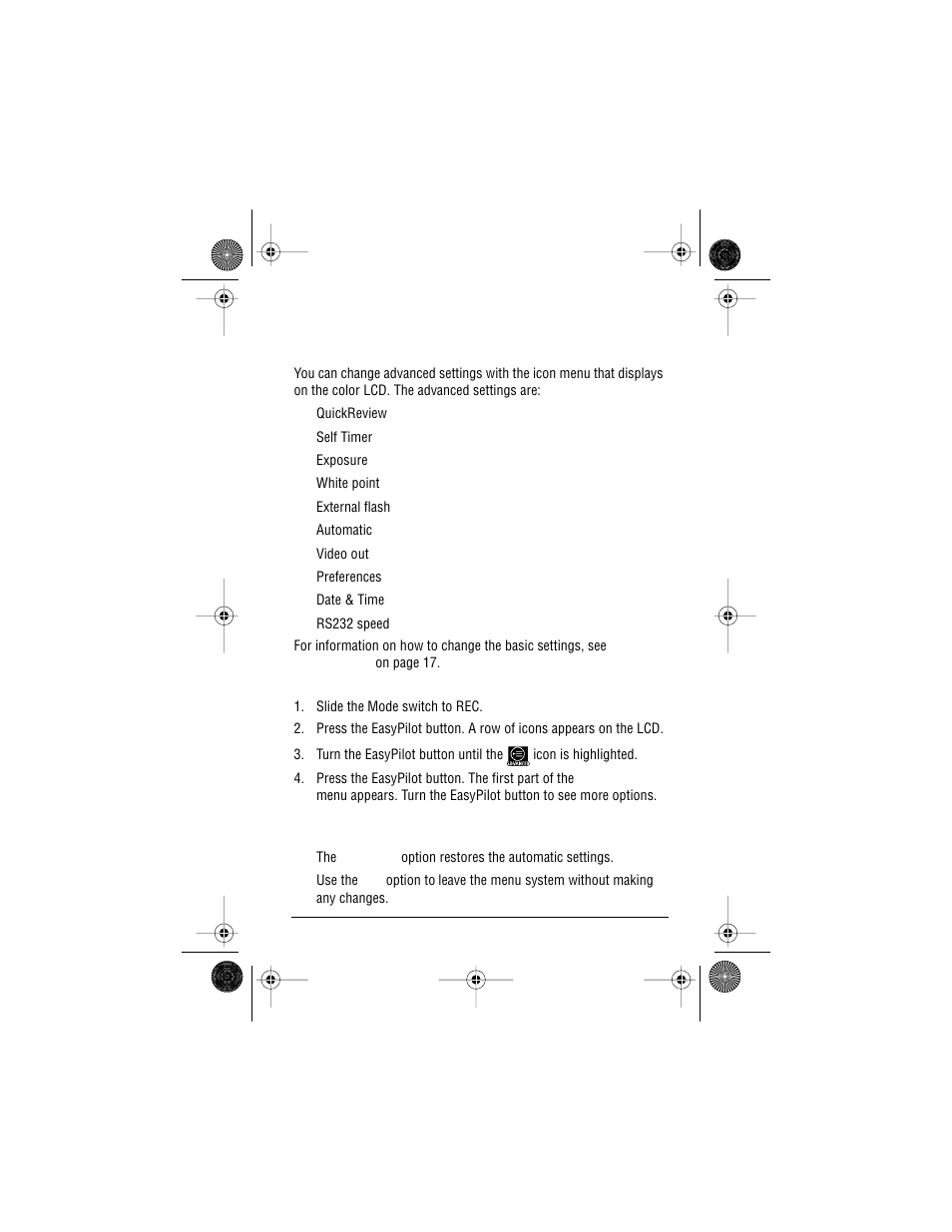 Changing advanced settings, Tips on using the advanced menu | AGFA ePhoto CL30 User Manual | Page 20 / 49