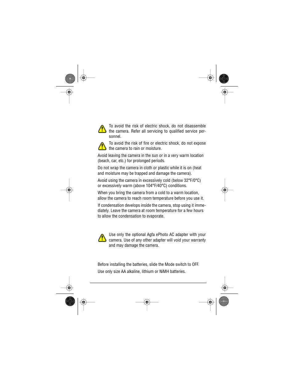 Care and maintenance, Camera ac adapter batteries | AGFA ePhoto CL30 User Manual | Page 38 / 49