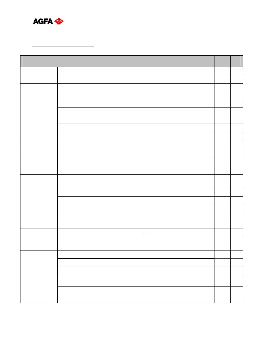 Site readiness check list | AGFA M4F User Manual | Page 12 / 14