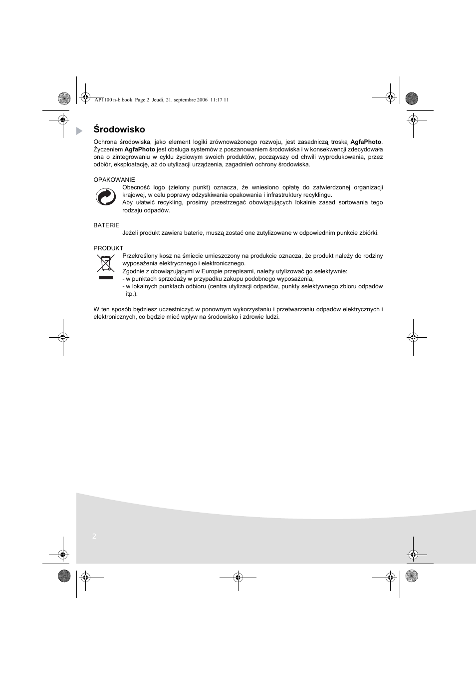 Środowisko | AGFA AP1100 User Manual | Page 126 / 176