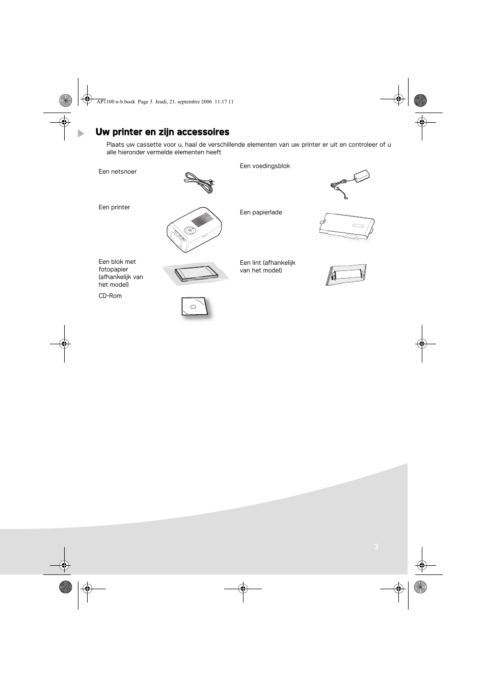 Uw printer en zijn accessoires | AGFA AP1100 User Manual | Page 65 / 176