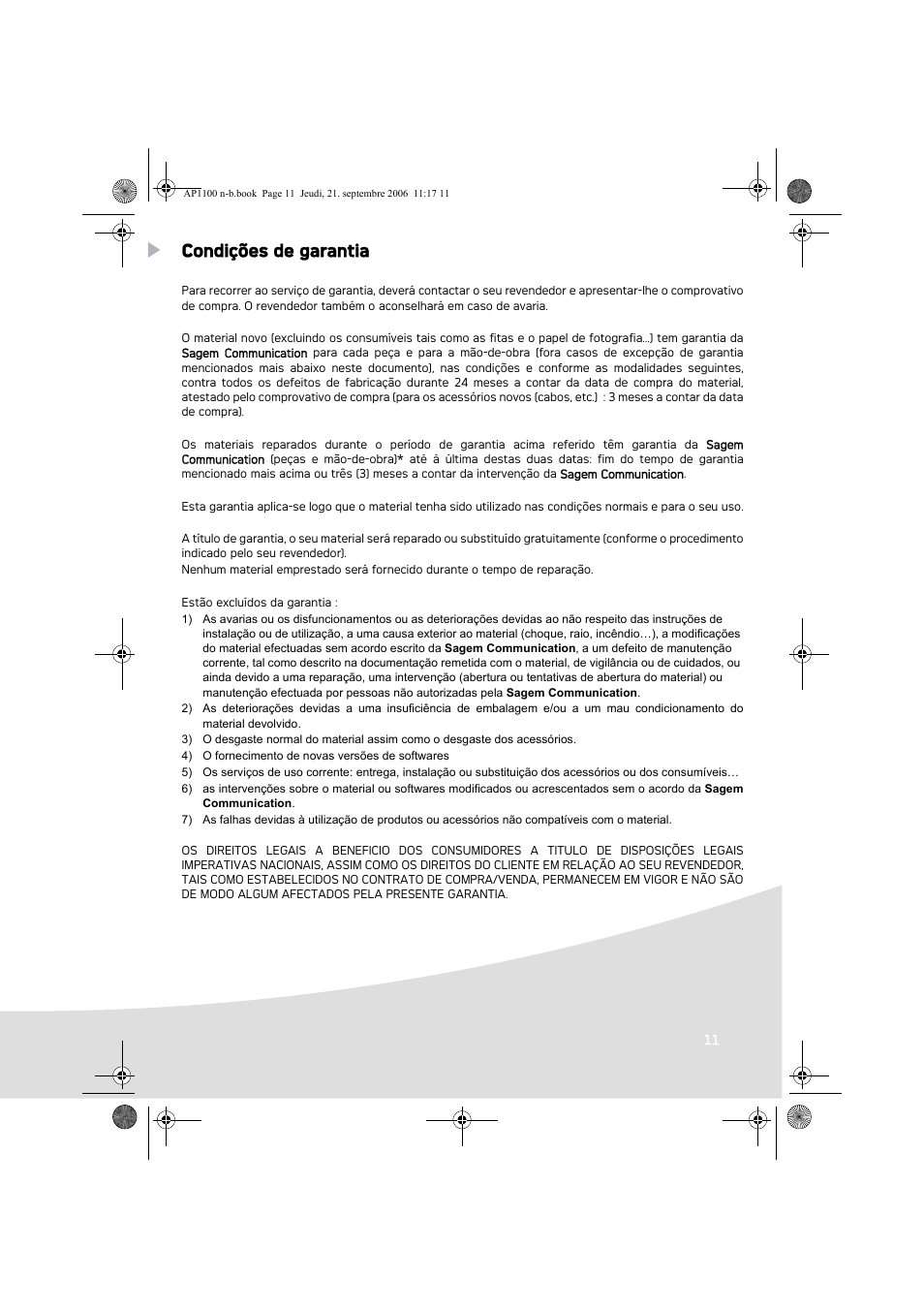 Condições de garantia | AGFA AP1100 User Manual | Page 85 / 176