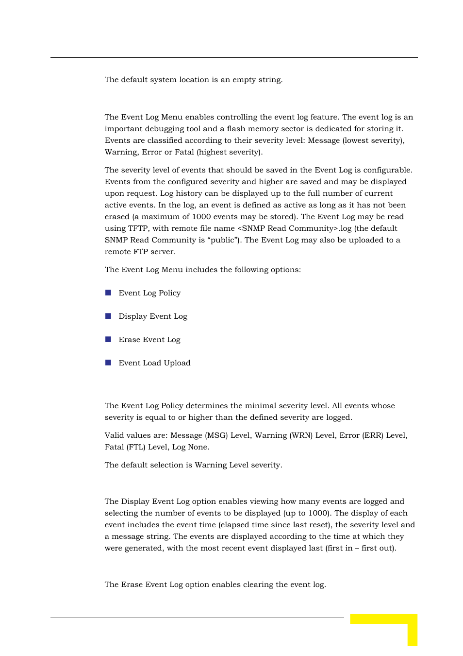 9 event log menu | Alvarion BREEZEACCESS SW VERSION 5.1 User Manual | Page 137 / 273