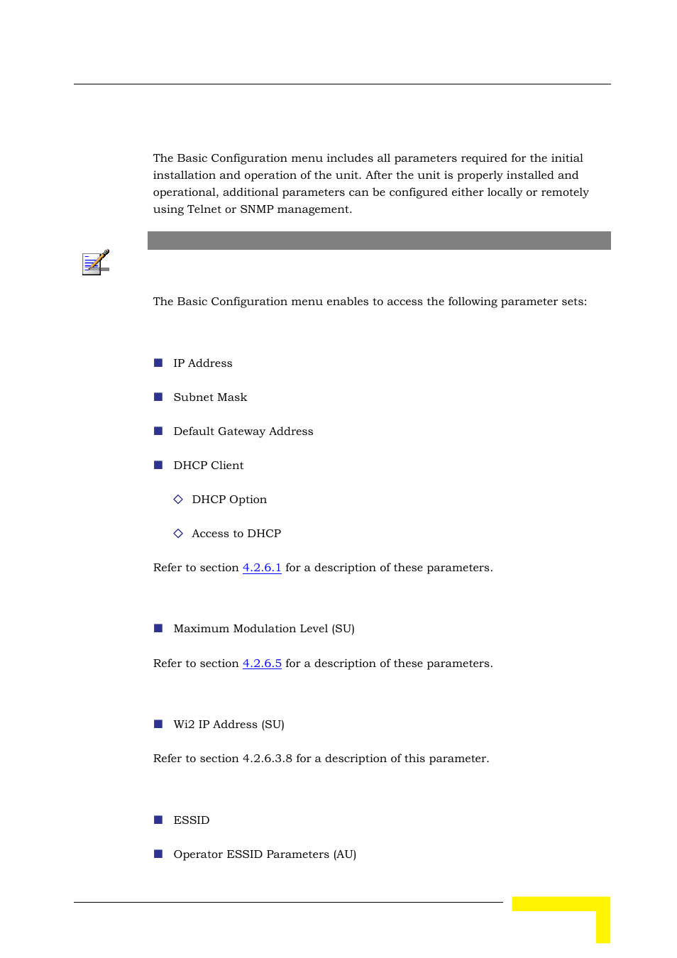 4 basic configuration menu | Alvarion BREEZEACCESS SW VERSION 5.1 User Manual | Page 143 / 273