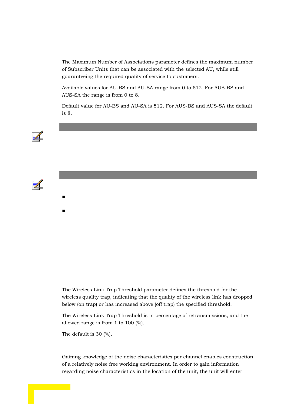 12 maximum number of associations (au only), 13 wireless link trap threshold (au only), 14 spectrum analysis | Alvarion BREEZEACCESS SW VERSION 5.1 User Manual | Page 182 / 273
