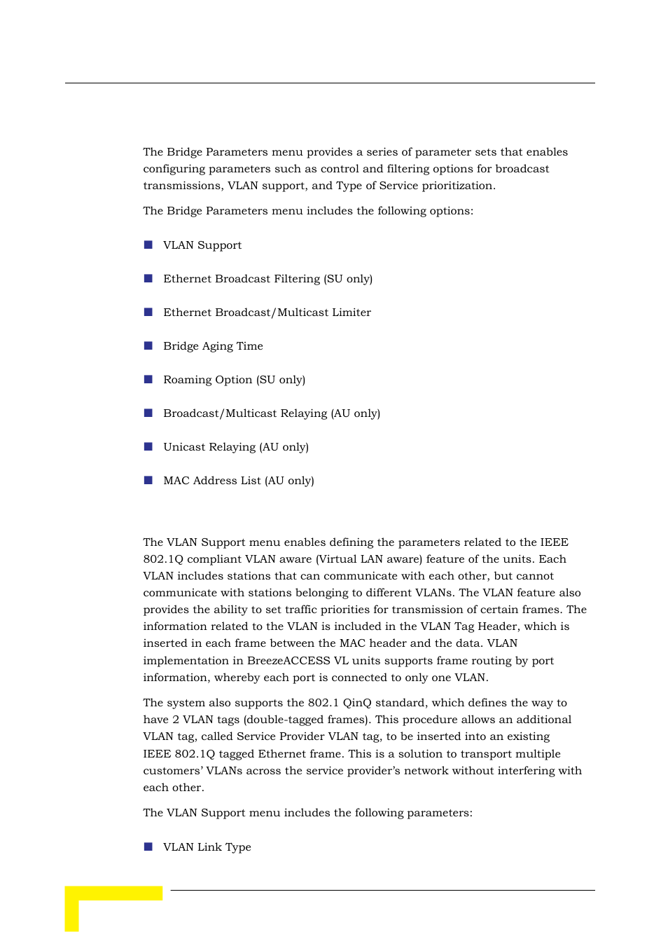 4 bridge parameters | Alvarion BREEZEACCESS SW VERSION 5.1 User Manual | Page 198 / 273