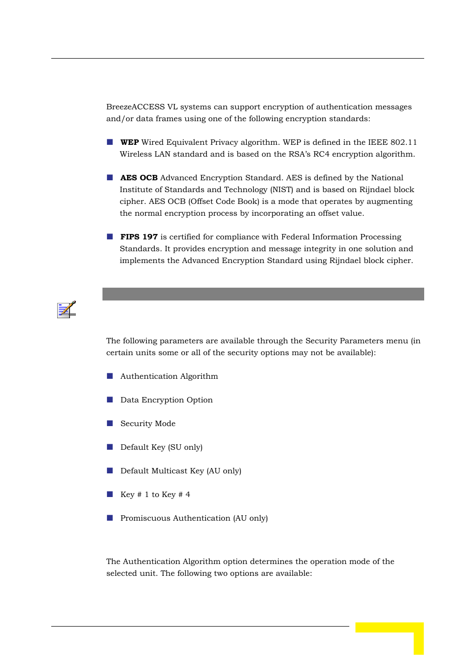 7 security parameters | Alvarion BREEZEACCESS SW VERSION 5.1 User Manual | Page 239 / 273