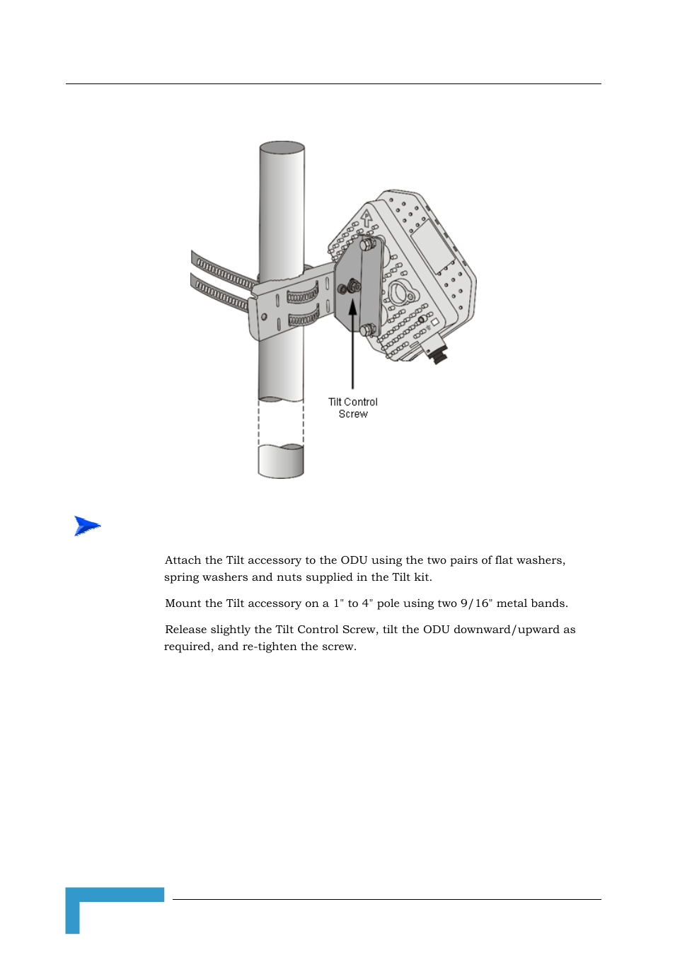 3 pole mounting the odu with the tilt accessory | Alvarion BREEZEACCESS SW VERSION 5.1 User Manual | Page 78 / 273