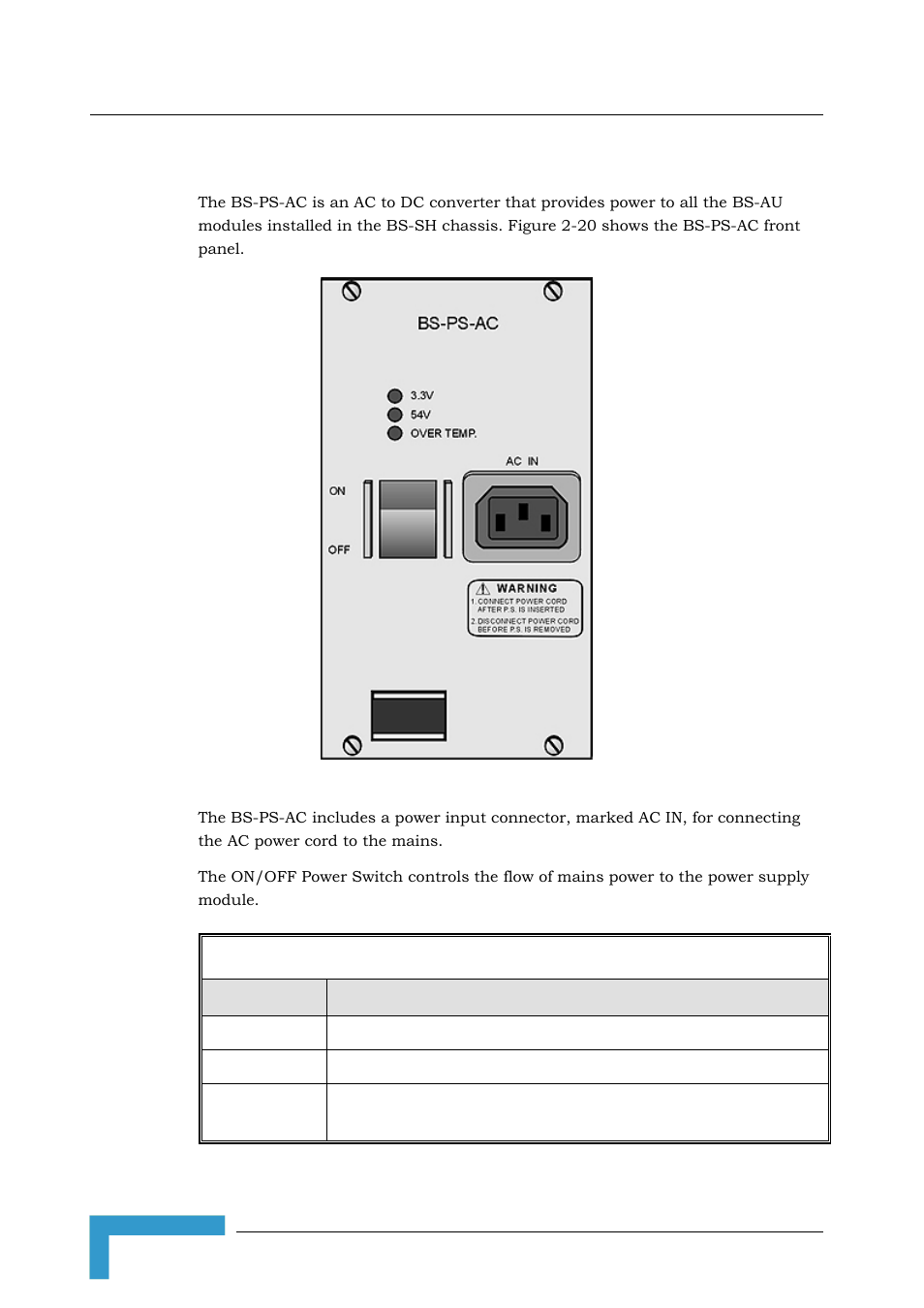 2 bs-ps-ac power supply module | Alvarion BREEZEACCESS SW VERSION 5.1 User Manual | Page 96 / 273