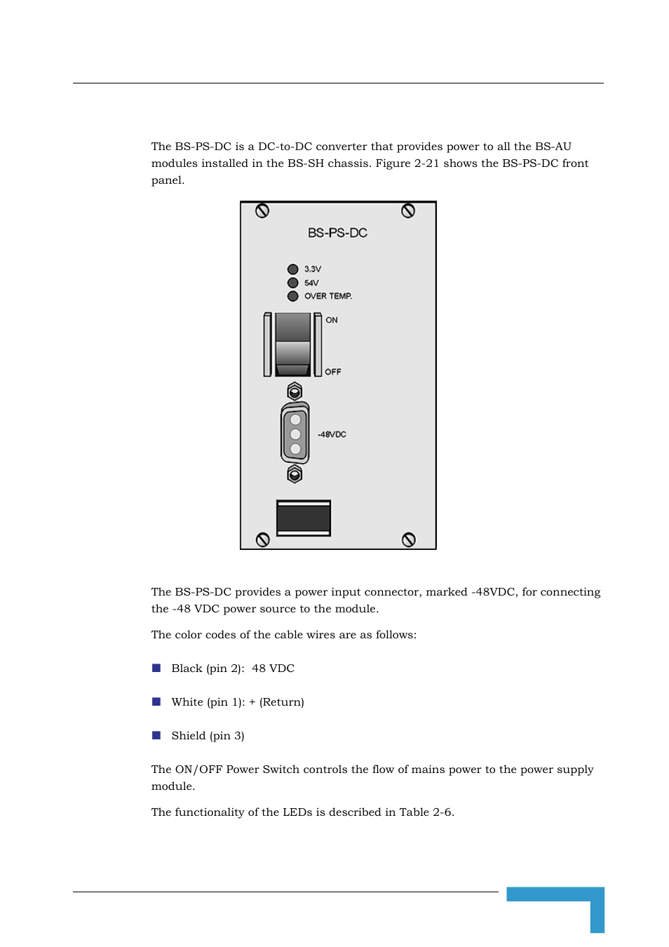 3 bs-ps-dc power supply module | Alvarion BREEZEACCESS SW VERSION 5.1 User Manual | Page 97 / 273