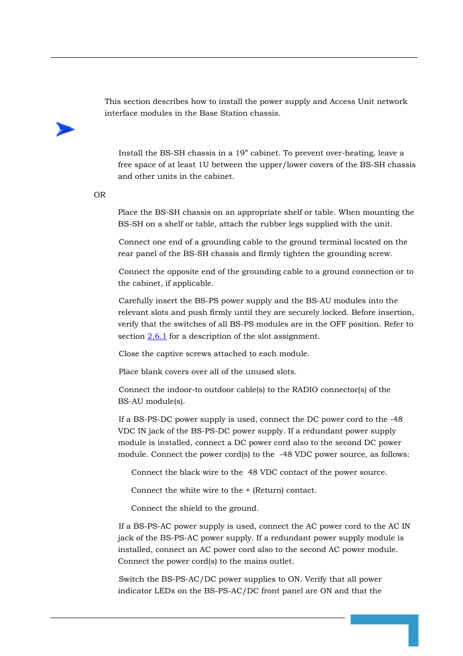 5 installing the bs-sh chassis and modules | Alvarion BREEZEACCESS SW VERSION 5.1 User Manual | Page 99 / 273