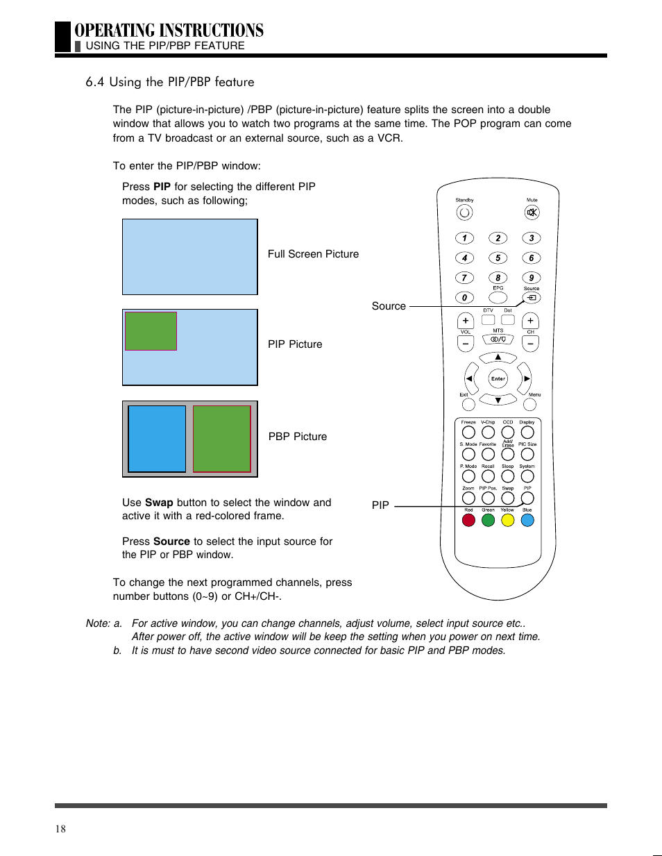 4 using the pip/pbp feature | Akai LCT3785TA User Manual | Page 19 / 44