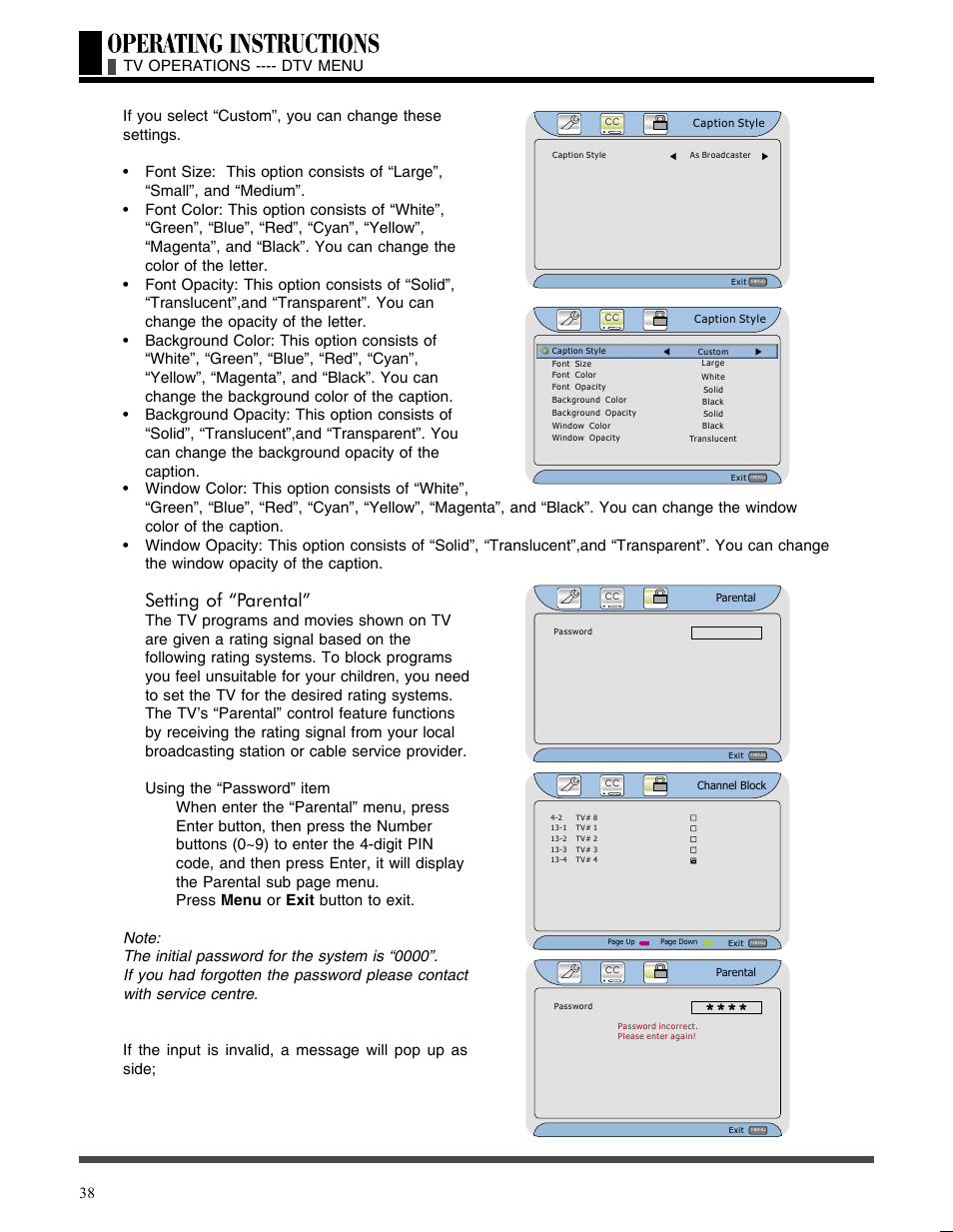 Setting of “parental | Akai LCT3785TA User Manual | Page 39 / 44