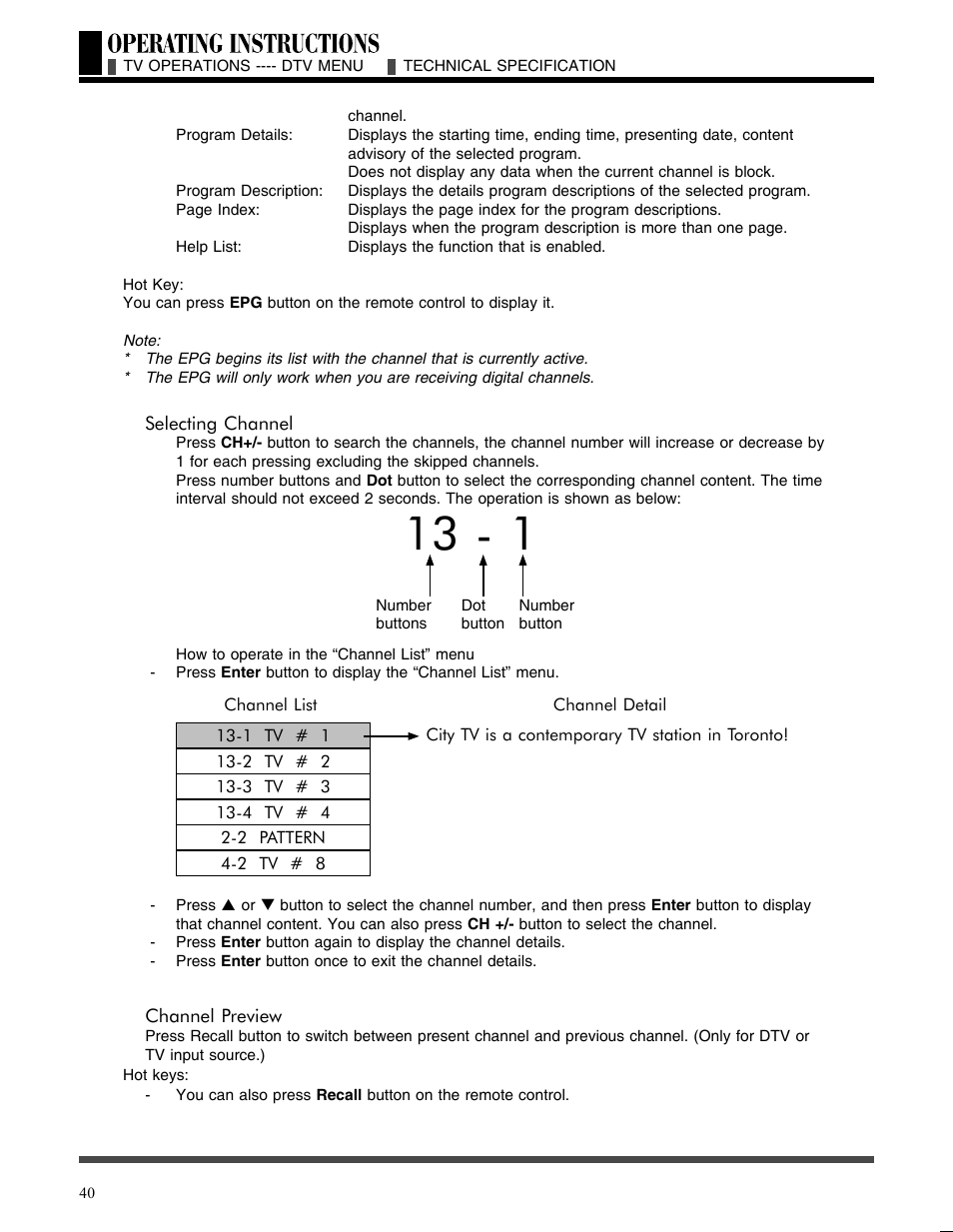Selecting channel, Channel preview | Akai LCT3785TA User Manual | Page 41 / 44