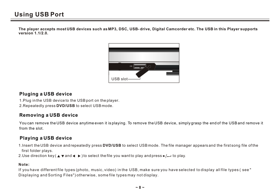 Т³гж 10, Using usb port | Akai ACVDS731UXT User Manual | Page 10 / 28