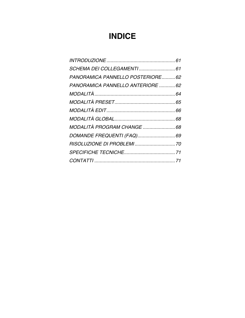 Indice | Akai MPK49 User Manual | Page 59 / 76