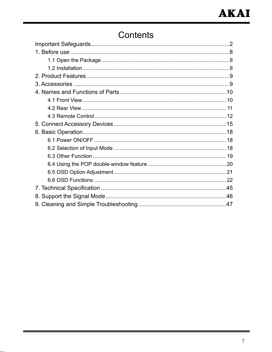 Akai LCT3226 User Manual | Page 8 / 50