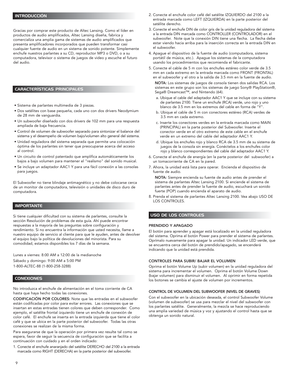 Altec Lansing 2100 User Manual | Page 10 / 16