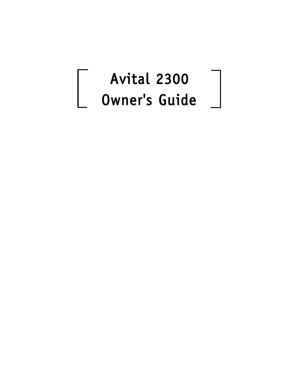 Avital 2300 User Manual | 26 pages