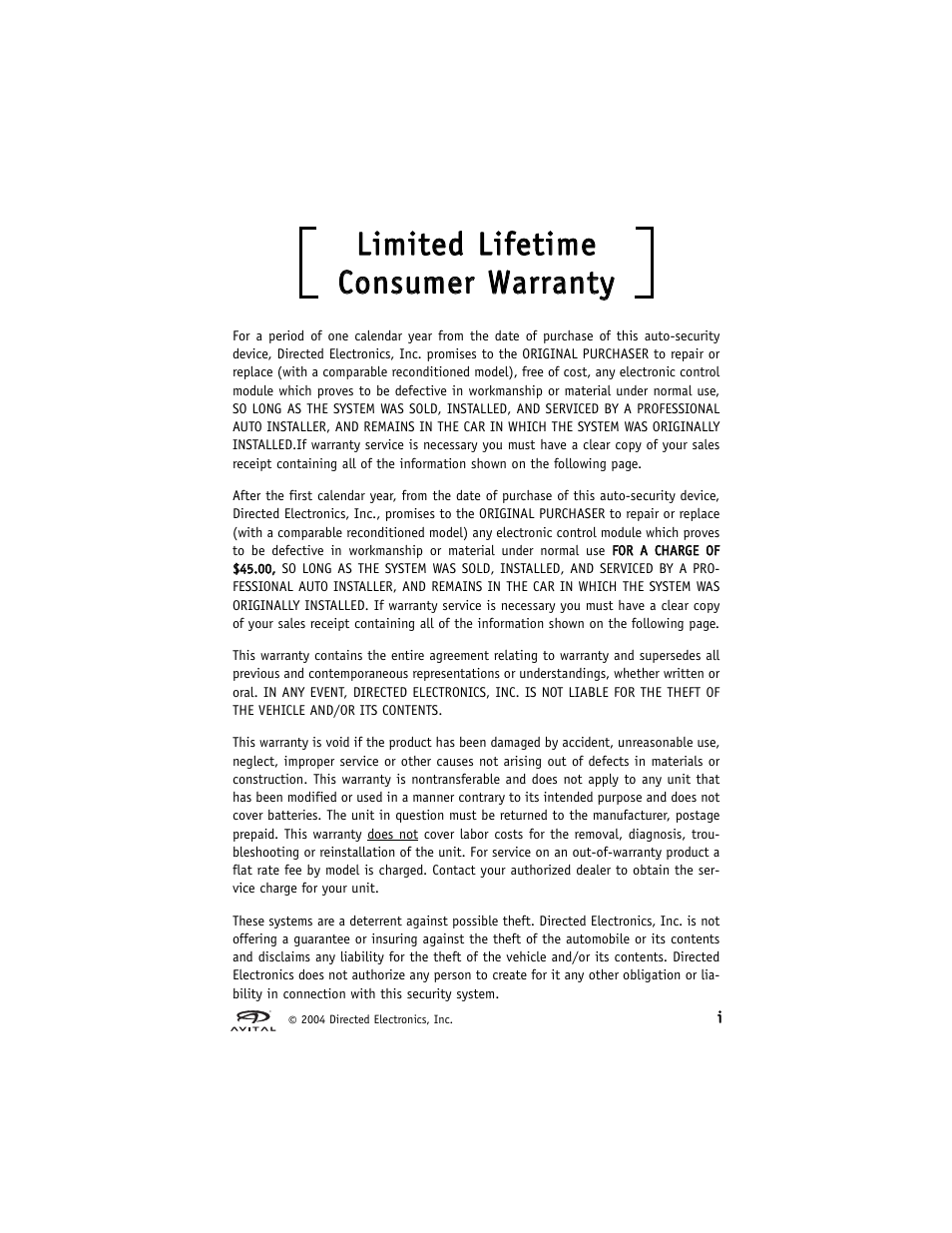 Avital 2300 User Manual | Page 2 / 26