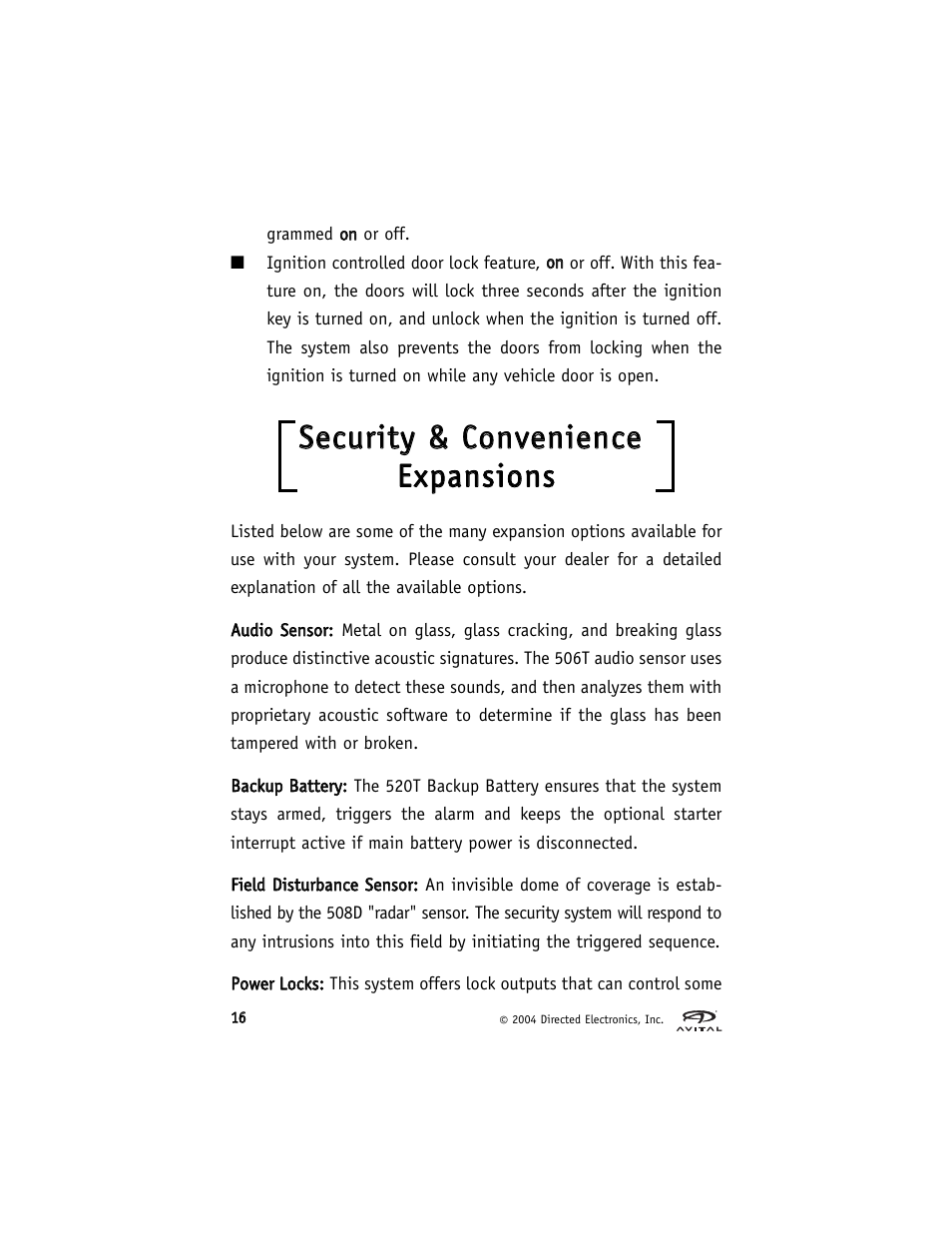Avital 2300 User Manual | Page 20 / 26